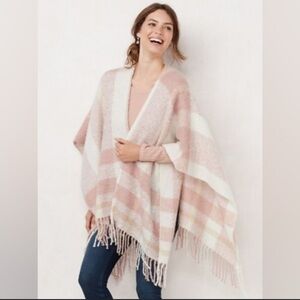 Lauren Conrad Cozy Plaid Shawl - Pink & White